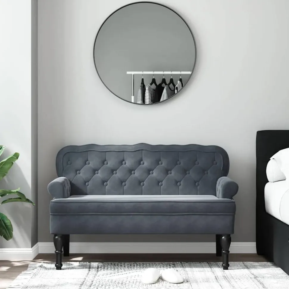 vidaXL Banc avec dossier gris foncé 119,5x64,5x75 cm velours