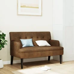vidaXL Banc avec dossier marron 112x65,5x75 cm similicuir daim