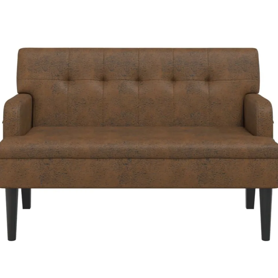 vidaXL Banc avec dossier marron 112x65,5x75 cm similicuir daim