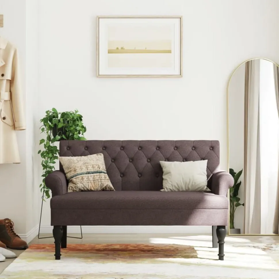 vidaXL Banc avec dossier marron foncé 120x62x75,5 cm tissu