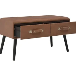 vidaXL Banc avec tiroirs 80 cm Marron foncé Similicuir