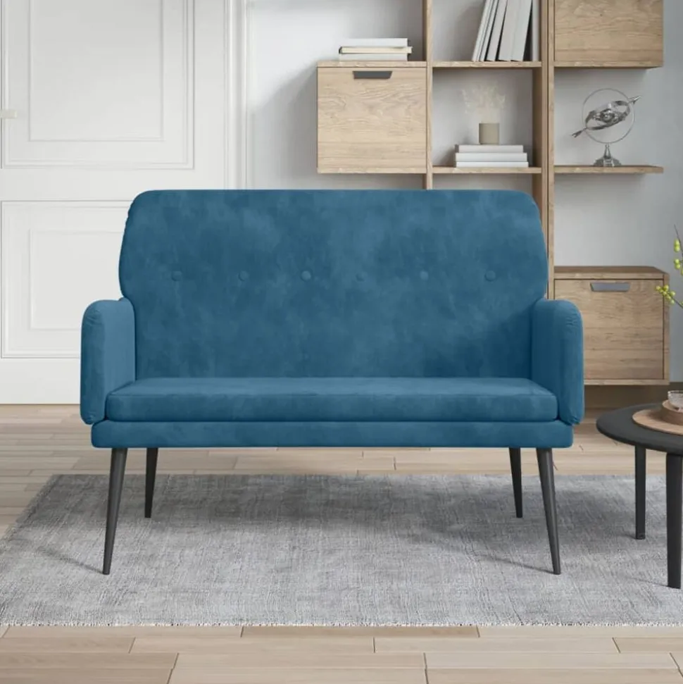 vidaXL Banc Bleu 108x79x79 cm Velours