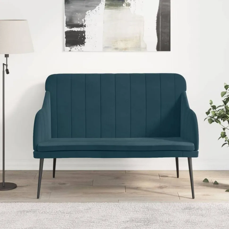vidaXL Banc Bleu 110x76x80 cm Velours