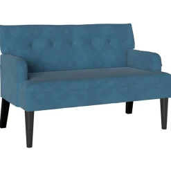 vidaXL Banc Chesterfield Bleu 112 x 65,5 x 75 cm Velours