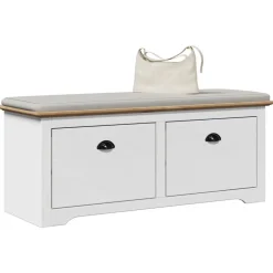 VidaXL Banc de couloir BODO blanc et marron 114x40x45 cm