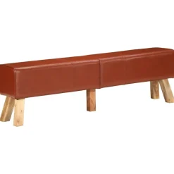 vidaXL Banc de gymnastique marron 160 cm cuir véritable
