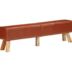 vidaXL Banc de gymnastique marron 160 cm cuir véritable