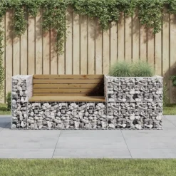 vidaXL Banc de jardin avec panier en gabion bois de pin imprégné