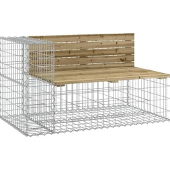 vidaXL Banc de jardin avec panier en gabion bois de pin imprégné