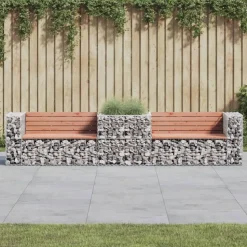 vidaXL Banc de jardin avec panier en gabion bois massif de douglas