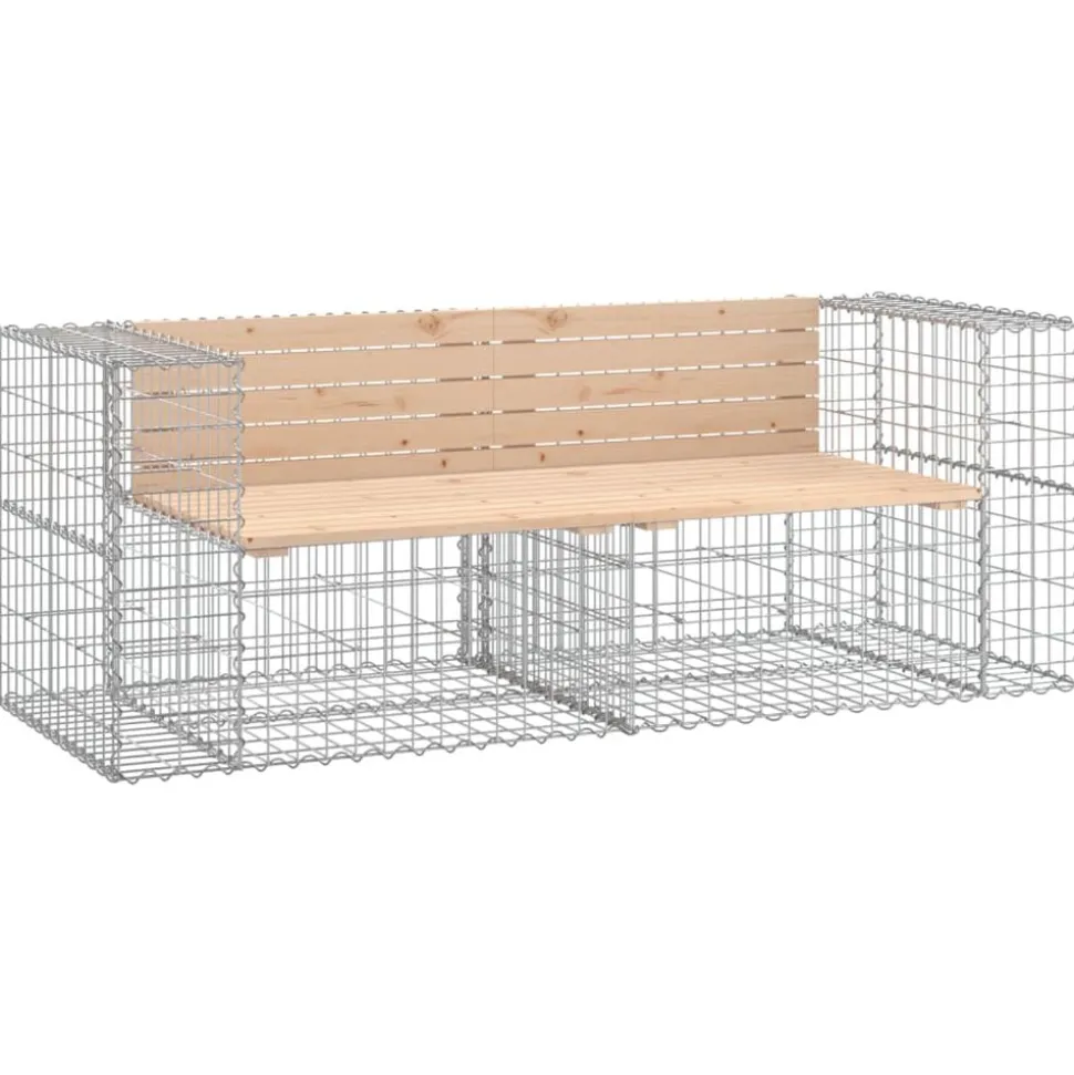 vidaXL Banc de jardin design gabion 184x71x65,5 cm bois massif de pin