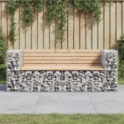 vidaXL Banc de jardin design gabion 184x71x65,5 cm bois massif de pin