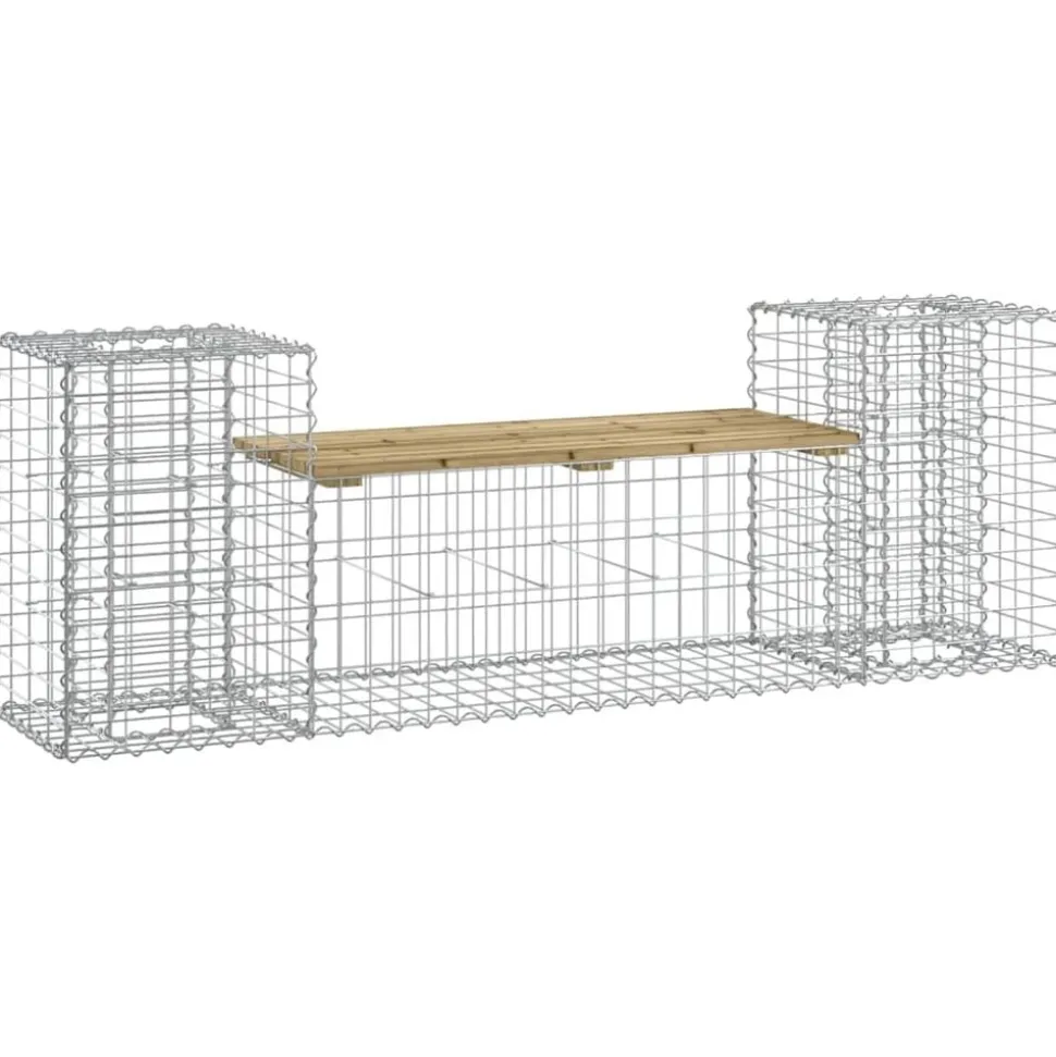 vidaXL Banc de jardin design gabion 183x41x60,5cm bois de pin imprégné