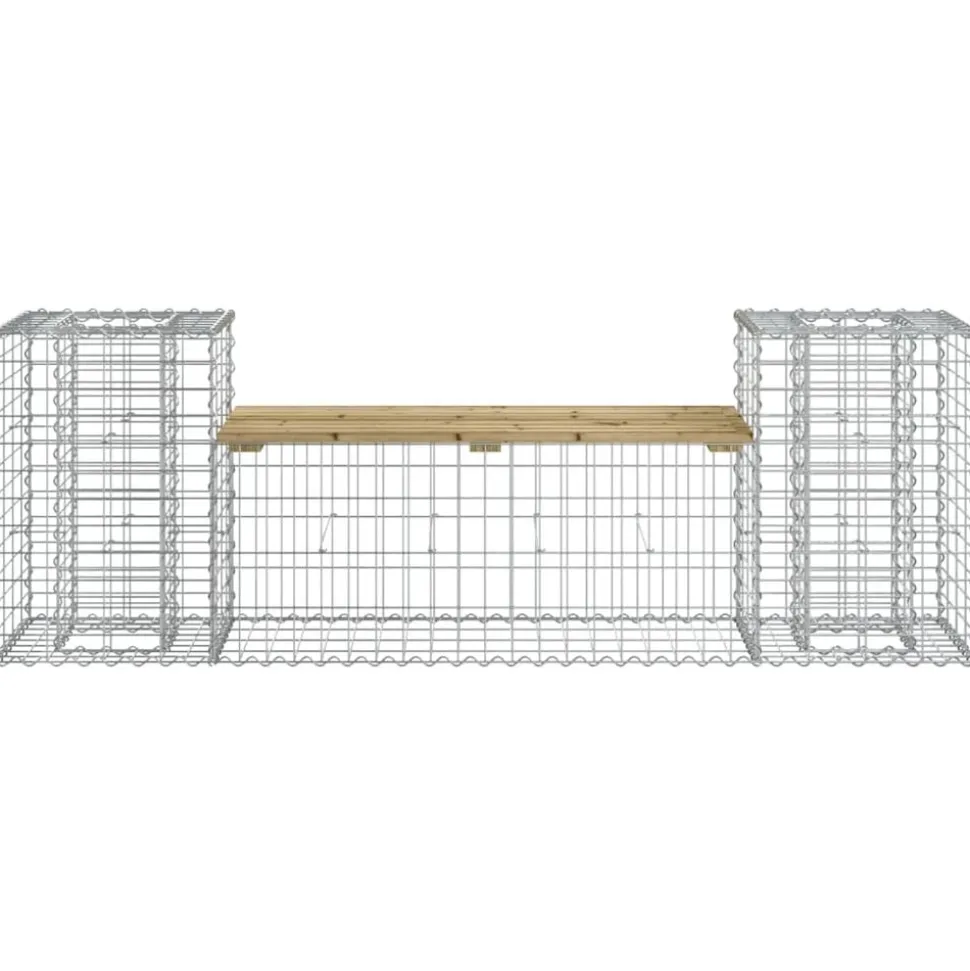 vidaXL Banc de jardin design gabion 183x41x60,5cm bois de pin imprégné