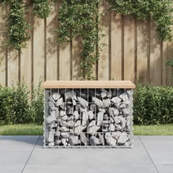 vidaXL Banc de jardin design de gabion 63x44x42 cm bois massif de pin