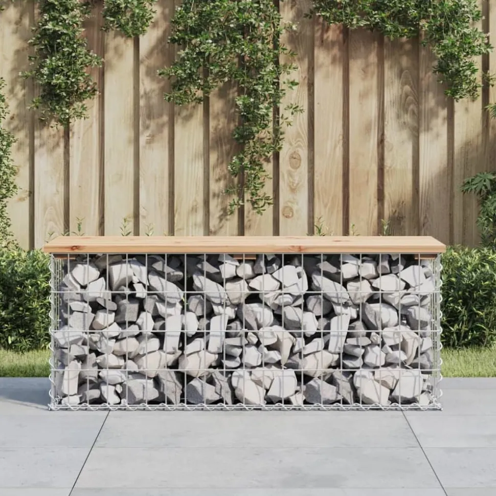 vidaXL Banc de jardin design de gabion 103x31,5x42 bois massif de pin