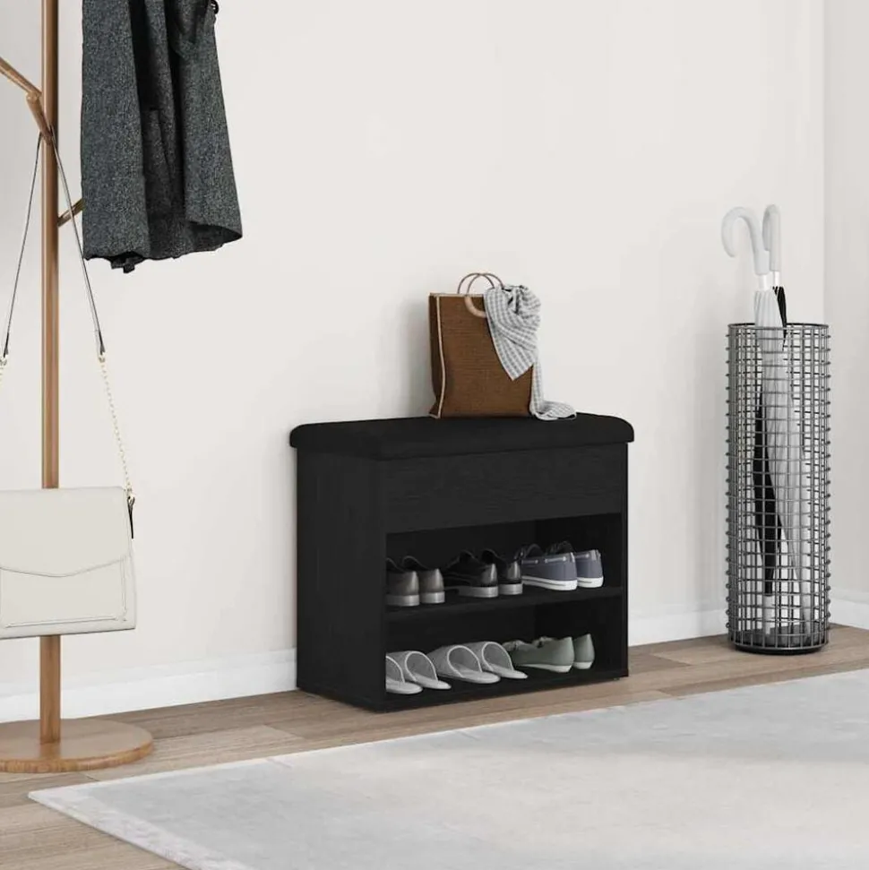 vidaXL Banc de rangement Chêne noir 62 x 32 x 50 cm Bois d'ingénierie