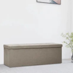 vidaXL Banc de rangement pliable Taupe Faux lin