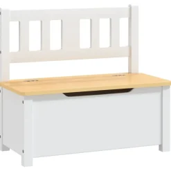 vidaXL Banc de rangement pour enfants Blanc et beige 60x30x55 cm MDF