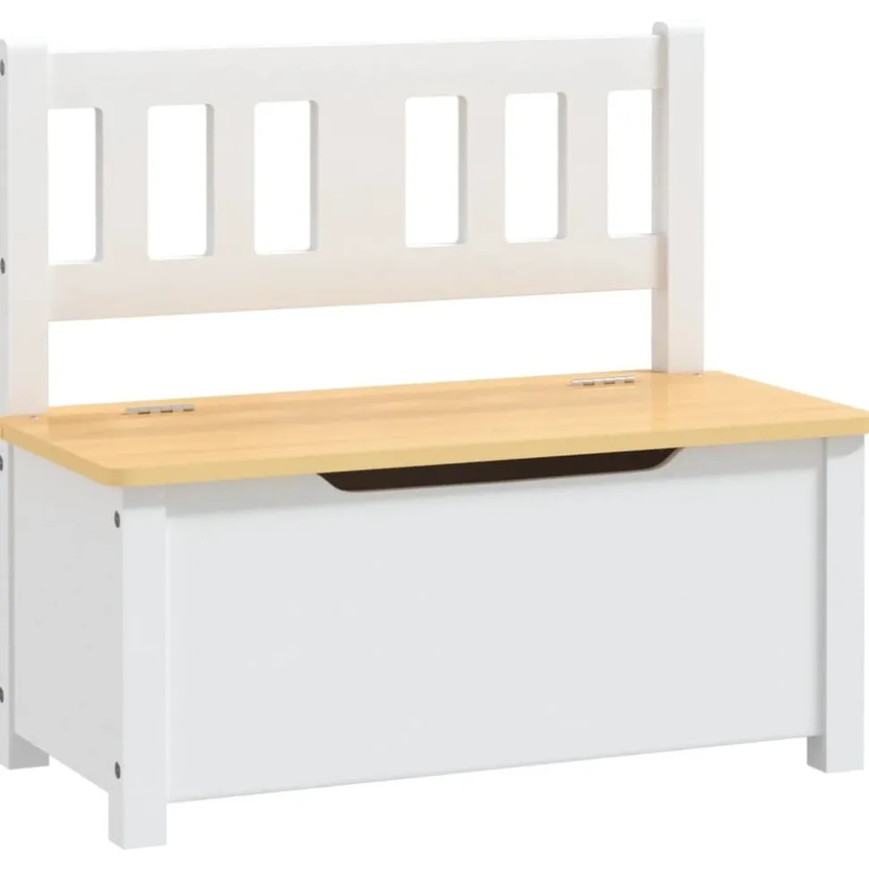 vidaXL Banc de rangement pour enfants Blanc et beige 60x30x55 cm MDF