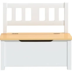 vidaXL Banc de rangement pour enfants Blanc et beige 60x30x55 cm MDF
