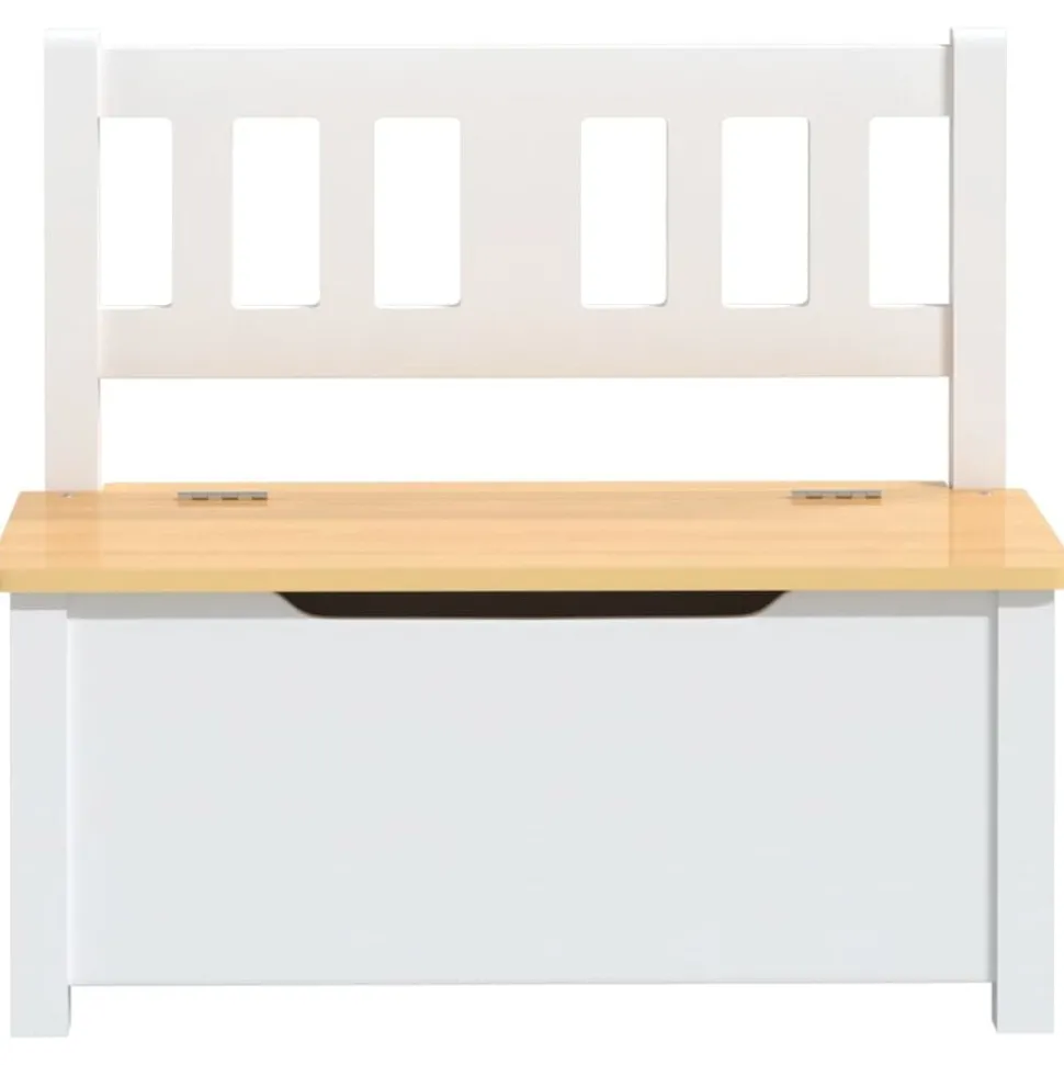 vidaXL Banc de rangement pour enfants Blanc et beige 60x30x55 cm MDF