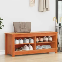 vidaXL Banc de rangement Brun cire 110 x 38 x 45,5 cm Pin massif