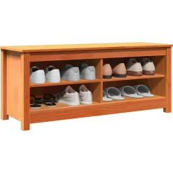 vidaXL Banc de rangement Brun cire 110 x 38 x 45,5 cm Pin massif