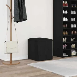 vidaXL Banc de rangement Chêne noir 42 x 42 x 45 cm Bois d'ingénierie