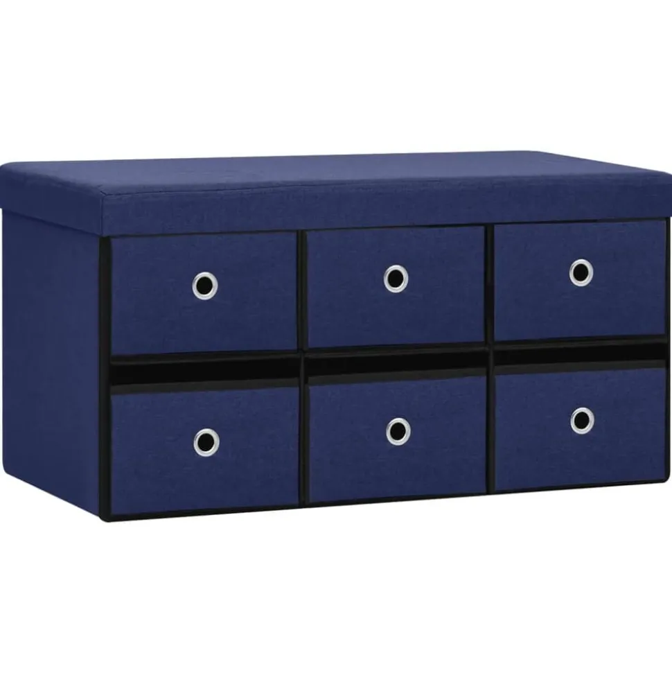 vidaXL Banc de rangement pliable Bleu 76x38x38 cm Faux lin