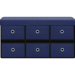 vidaXL Banc de rangement pliable Bleu 76x38x38 cm Faux lin