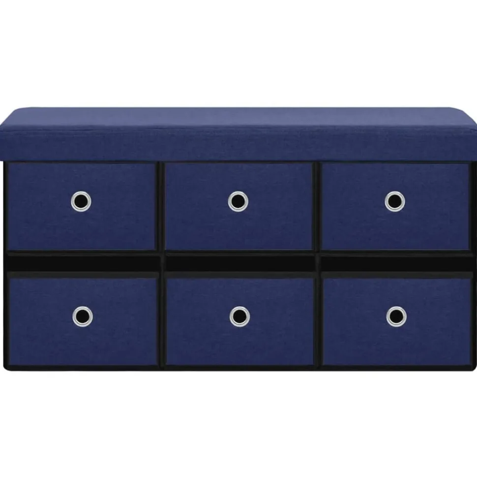 vidaXL Banc de rangement pliable Bleu 76x38x38 cm Faux lin
