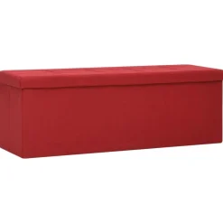 vidaXL Banc de rangement pliable Rouge bordeaux Faux lin
