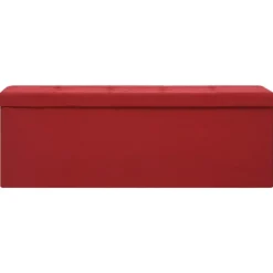 vidaXL Banc de rangement pliable Rouge bordeaux Faux lin
