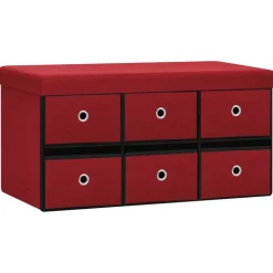 vidaXL Banc de rangement pliable Bordeaux 76x38x38 cm Faux lin