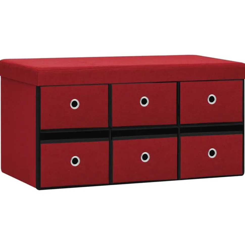 vidaXL Banc de rangement pliable Bordeaux 76x38x38 cm Faux lin