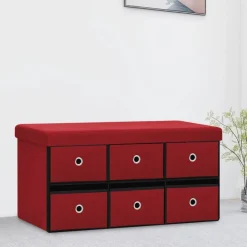 vidaXL Banc de rangement pliable Bordeaux 76x38x38 cm Faux lin