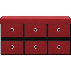 vidaXL Banc de rangement pliable Bordeaux 76x38x38 cm Faux lin