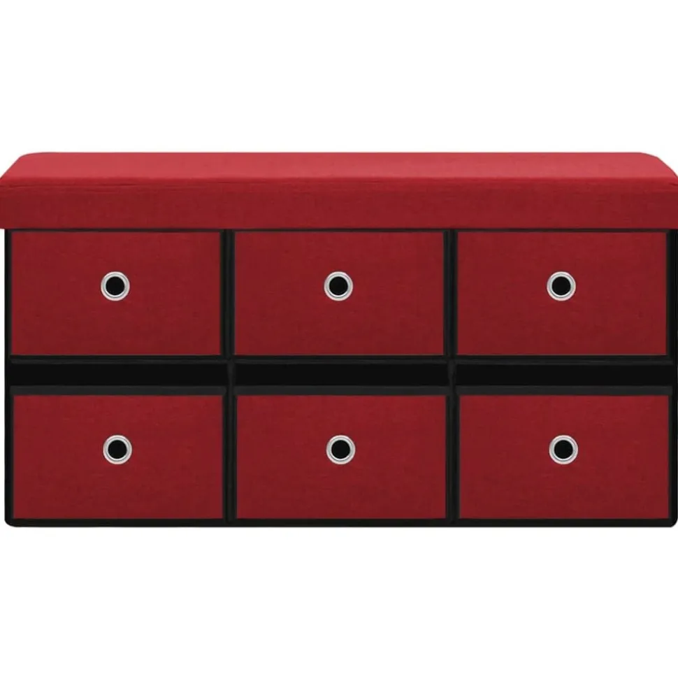 vidaXL Banc de rangement pliable Bordeaux 76x38x38 cm Faux lin
