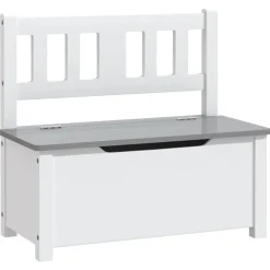 vidaXL Banc de rangement pour enfants Blanc et gris 60x30x55 cm MDF