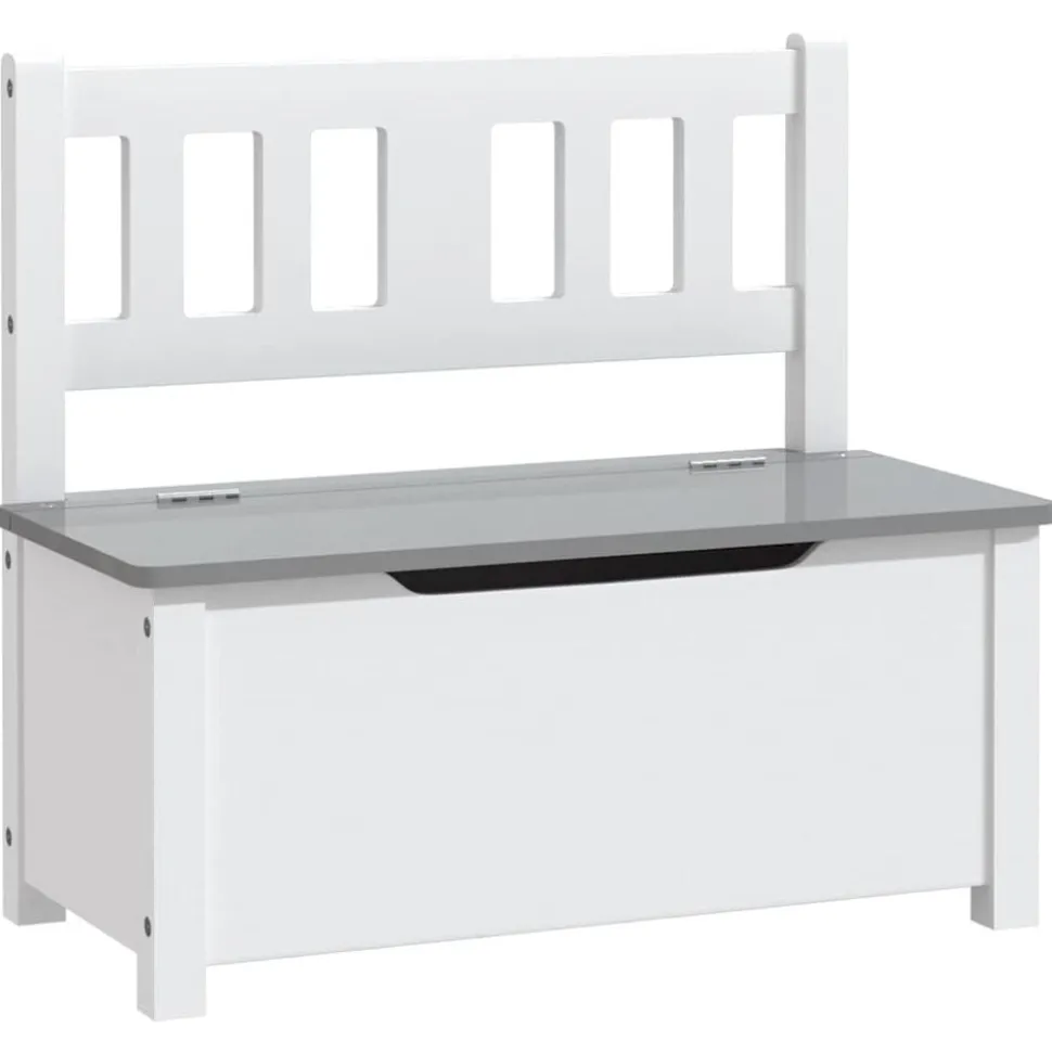 vidaXL Banc de rangement pour enfants Blanc et gris 60x30x55 cm MDF