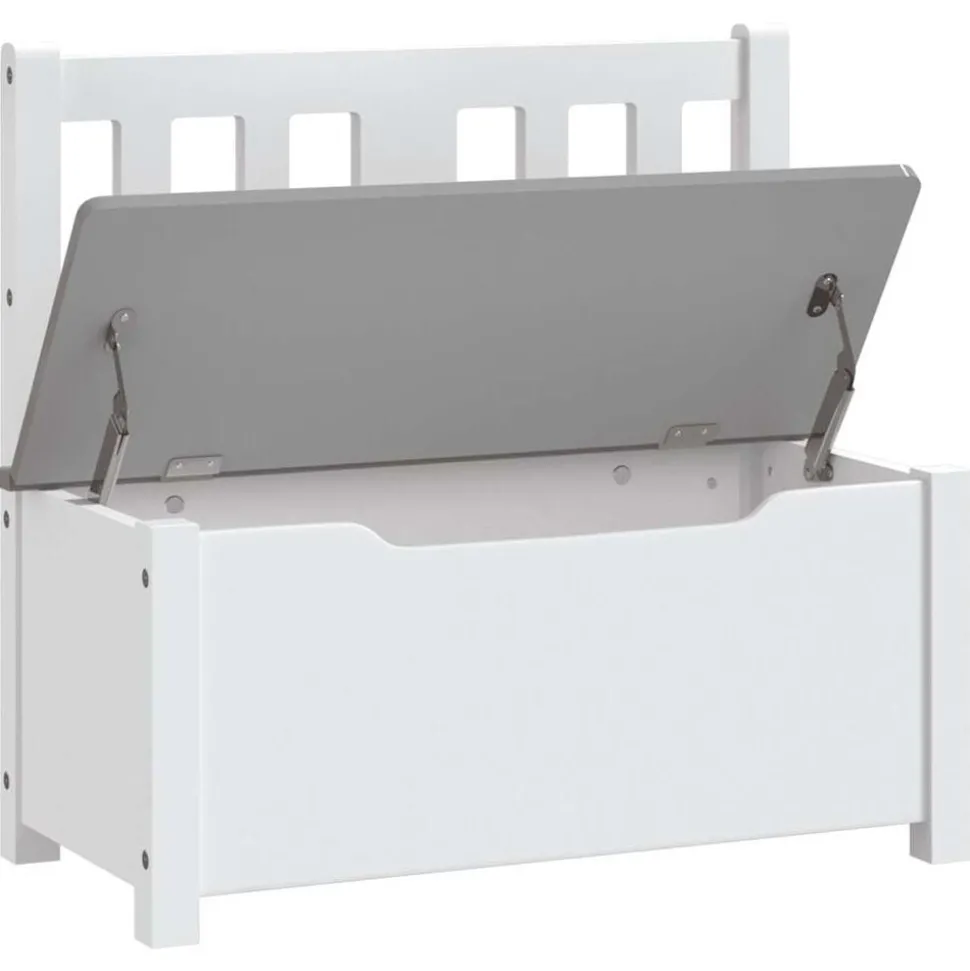 vidaXL Banc de rangement pour enfants Blanc et gris 60x30x55 cm MDF
