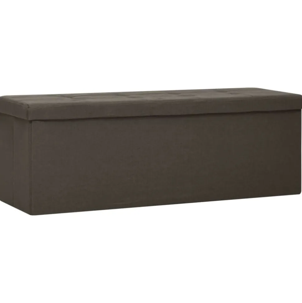 vidaXL Banc de rangement pliable Marron foncé Faux lin