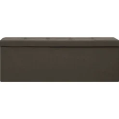 vidaXL Banc de rangement pliable Marron foncé Faux lin