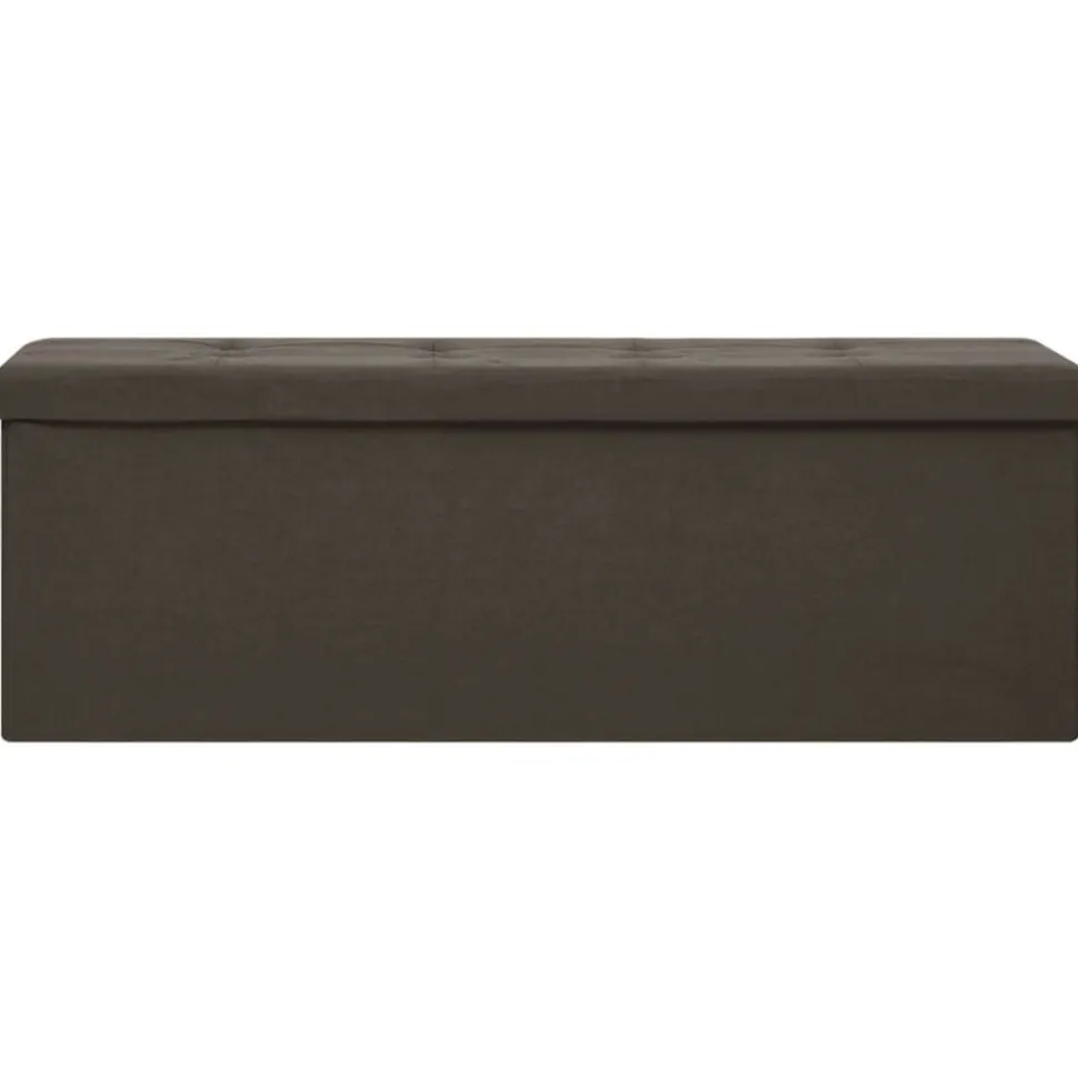 vidaXL Banc de rangement pliable Marron foncé Faux lin