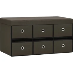vidaXL Banc de rangement pliable Marron foncé 76x38x38 cm Faux lin