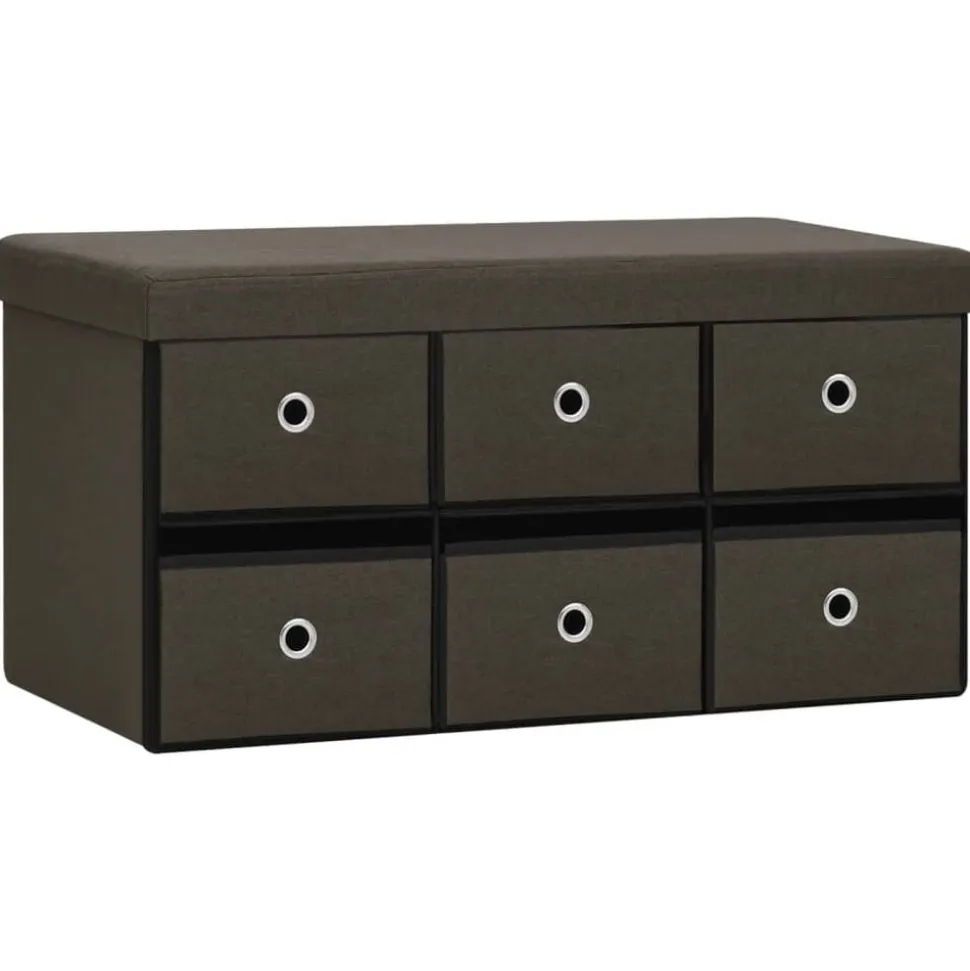 vidaXL Banc de rangement pliable Marron foncé 76x38x38 cm Faux lin