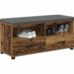 vidaXL Banc d'entrée avec coussin Bois ancien 100 x 38 x 46 cm