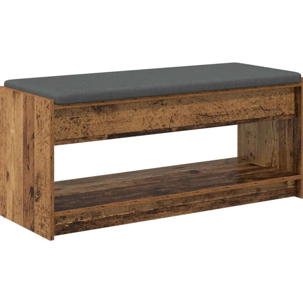 vidaXL Banc d'entrée avec coussin Bois ancien 103 x 38 x 45 cm