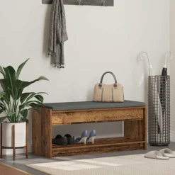 vidaXL Banc d'entrée avec coussin Bois ancien 103 x 38 x 45 cm